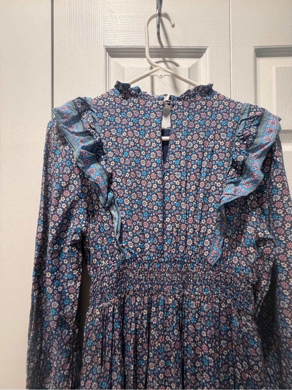 In Loom Navy Maxi Dress with Pink & Orange Floral Yoke - Picture 7 of 8